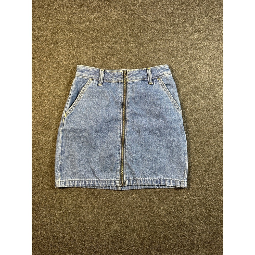 3 Hollister Ultra High Rise Denim Mini Skirt Front Zipper Jean Skirt Size 00